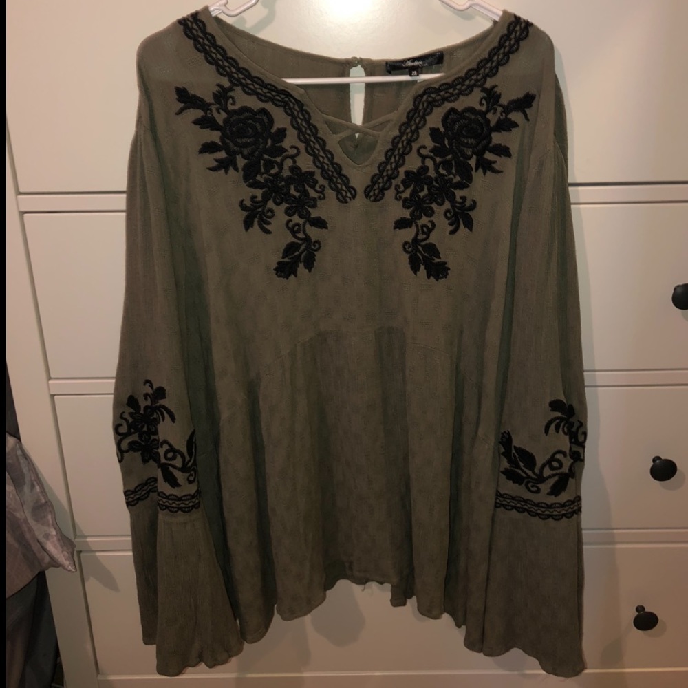 Embroidered Flowy Top